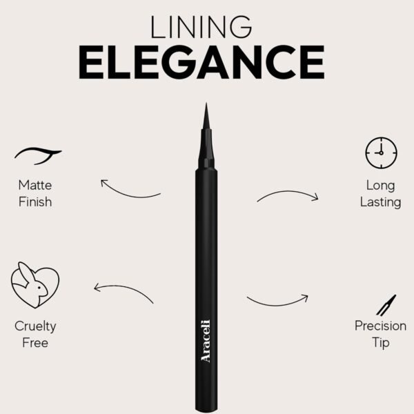 Aracelli Beauty Water Resistant Long-Lasting Eyeliner Pen - Precision Liquid Eye Liner with Smudge-Proof Formula - Easy Glide & Quick Dry - Perfect for Cat Eye & Winged Looks - Brown - Image 4