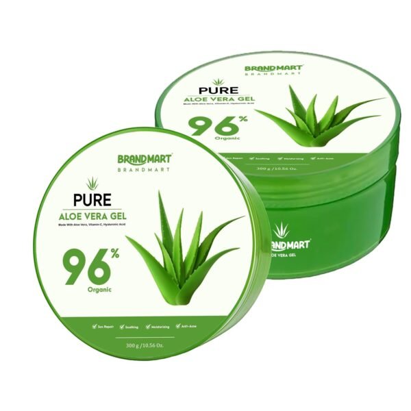 Organic Aloe Vera Gel for Face, Body Skin, Hair & Sunburn Relief, 96% Pure Aloe Vera Gel for Soothing, Hydration, Calming Moisturizer for After Sun Skin Care (300 ml) - Image 3