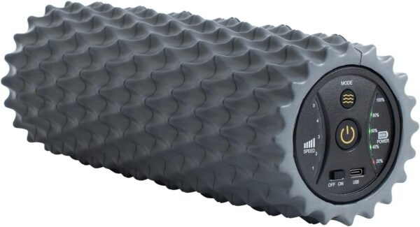 Vibrating Foam Roller, 5-Speed Back Roller Foam for Back Pain, High-Density Massage Roller for Muscles, Deep Tissue Foam Roller for Back, Muscle Massage, Exercise, Physical Therapy, Gray - Image 2