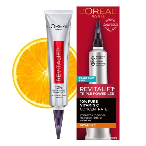 L'Oreal Paris Revitalift 10% Pure Vitamin C Face Serum, Brighter Skin, Reduced Wrinkles, Fragrance Free 1 0z. - Image 2
