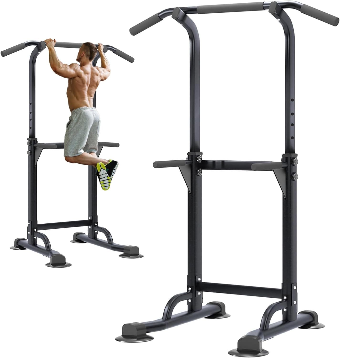 soges Power Tower Pull Up Bar Station, Free Standing Pull Up Rack Dip Station for Home Gym, Height Adjustable Home Strength Training Fitness Workout Equipment - Image 2