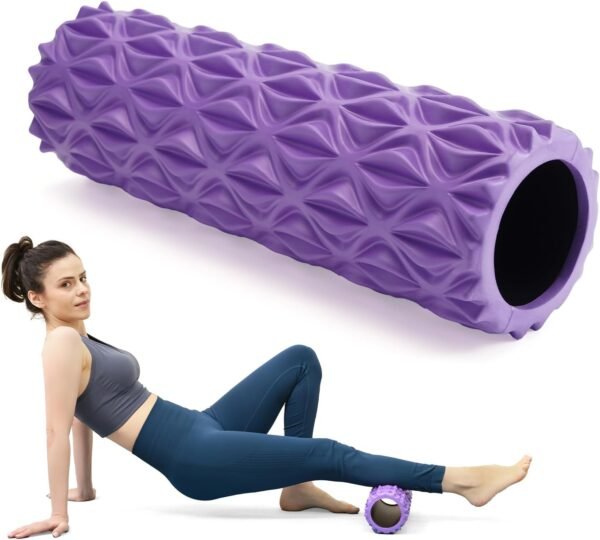 Foam Roller, 15inch Deep Tissue Massager for Muscle Massage, Myofascial Trigger Point Release, Exercise, Yoga, Pilates(Purple) - Image 2