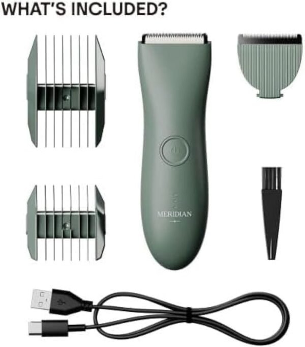 Meridian - The Starter Package - Original Electric Body & Pubic Hair Trimmer Set, 1 Replacement Blade - Cordless, Waterproof, Rechargeable - for Men and Women - Easy & Pain-Free Grooming Kit - Sage - Image 6
