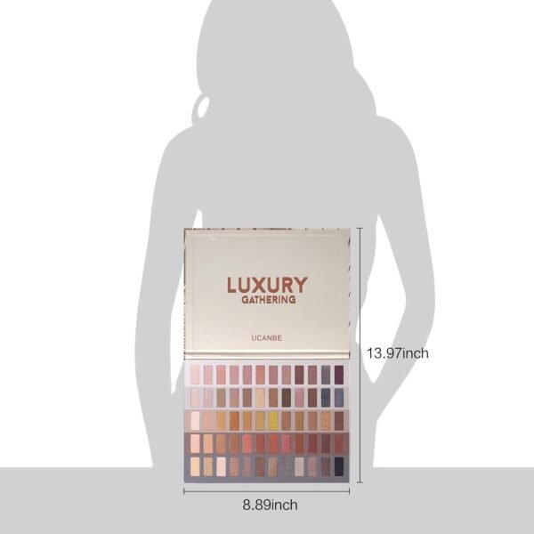 UCANBE 60 Colors Naked Eyeshadow Palette + Makeup Brush Set, All in One Nude Neutral Smokey Makeup Pallet with Brushes, Pigmented Warm Matte Shimmer Powder Eye Shadows Cosmetic Halloween Beauty Kit - Image 7