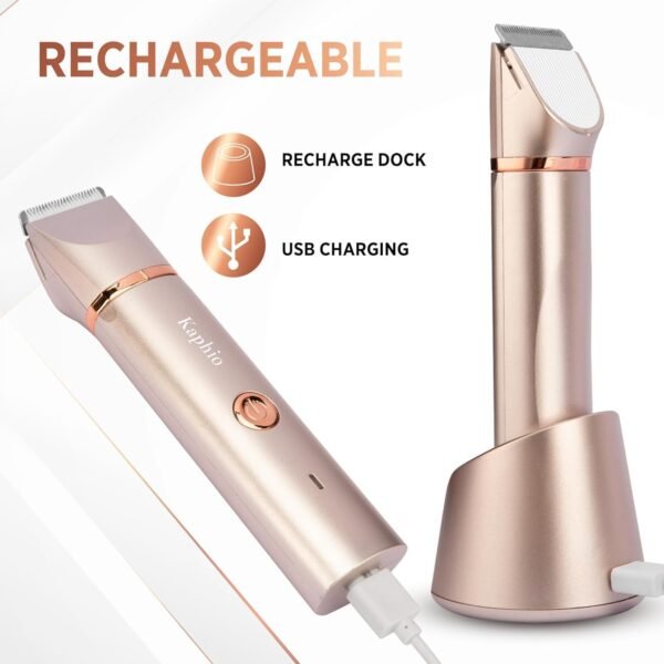 Bikini Trimmer for Women Pubic Hair: 2 in 1 Eletctric Razors for Women - Rechargeable Eletctric Shaver for Women - IPX7 Waterproof Bikini Trimmer for Underarm Leg Arm Body face (Rose Gold) - Image 6