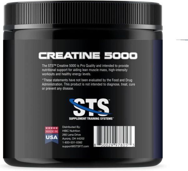 STS Creatine 300 Grams - 100% Pure Raw Creatine Monohydrate Powder, Pre-Workout, Post-Workout, Build Muscle and Stamina - 60 Servings - with Scoop - Image 3