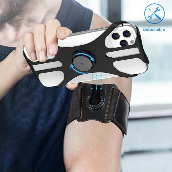 Running Armband Phone Holder, Arm&Wrist Phone Holder with 2 Different Lengths Strap Fit for Men Women Keep Your Phone Secure, Separable 360°Adjustable Phone Armband for Workout Running Jogging - Image 8