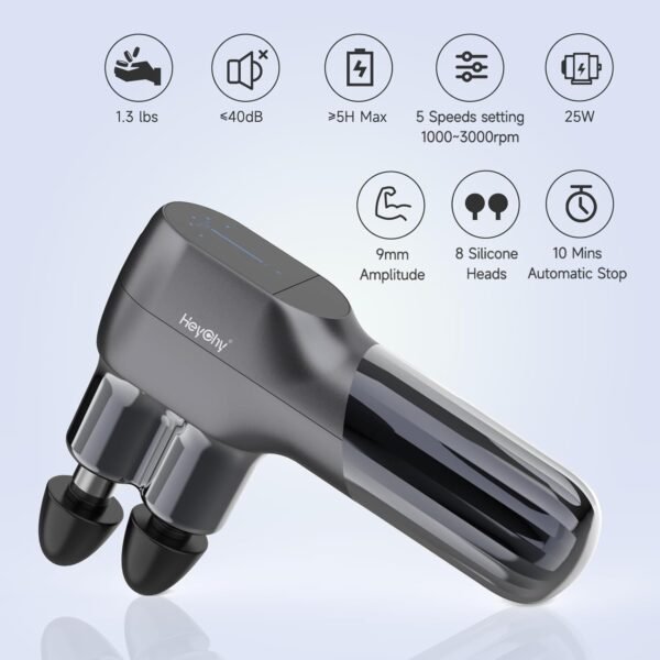Mini Massage Gun with Double Heads, Deep Tissue Percussion Muscle Massage Gun for Therapy and Relaxation, Portable Handheld Massager Gun for Athletes Relieving Pain, Soreness and Stiffness - Image 4