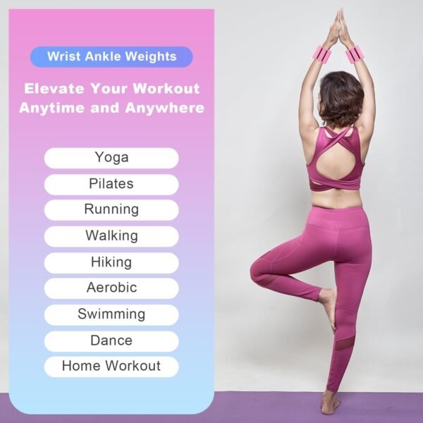 REALIKE Wrist Weights Ankle Weights for Women, Wearable Arm & Leg Weights Set of 2 (1LB Each) Adjustable Silicone Workout Ankle Weights for Walking, Yoga, Pilates,Aerobics,Gym - Image 6
