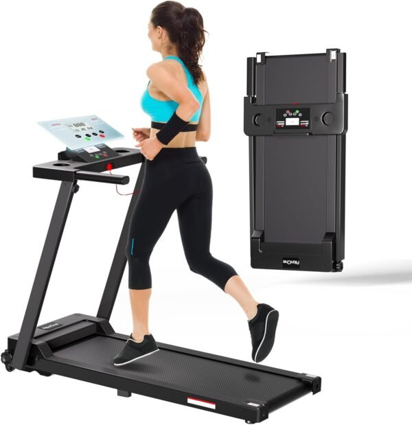 Portable Foldable 3.0 HP Small Treadmills for Home Office with 300 LBS Capacity, Folding Running Walking Compact Treadmill with Handle Bar and LED Display - Image 2