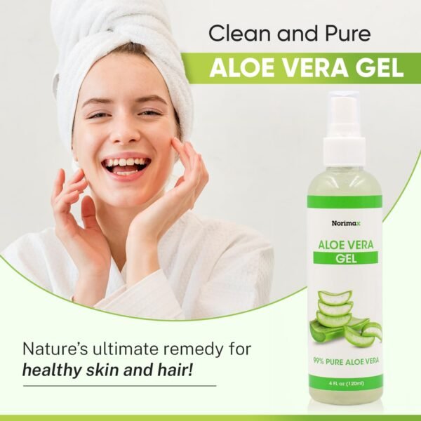 Natural Aloe Vera Gel for Hair, Scalp, Face, Dry Skin, Sunburn, & Sensitive Skin - Cold Pressed, Vegan, Unscented - Soothing Aloe Face Moisturizer (4 oz.) - Image 7