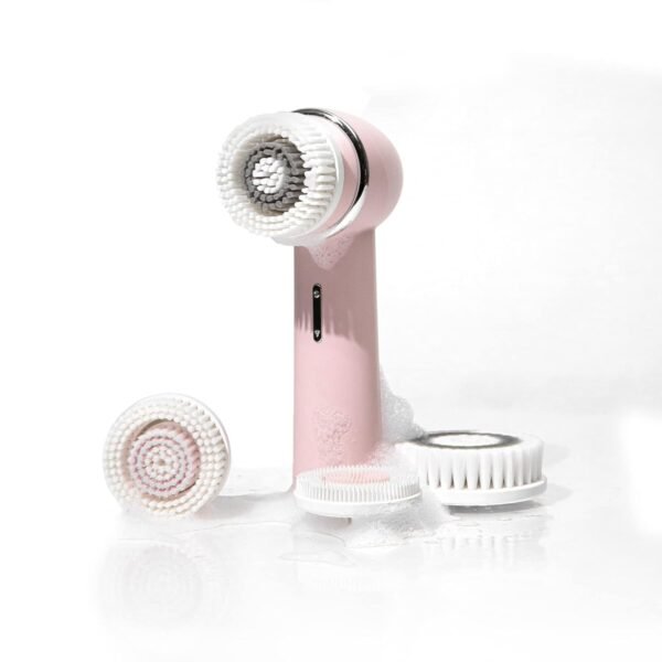 Vanity Planet Raedia 2.0 Facial Cleansing Brush, 4 Interchangeable Brush Heads, Pink - Daily Cleansing Face Exfoliator for Glowing & Acne Prone Skin - Lightweight Silicone Water-Resistant Body Brush - Image 2