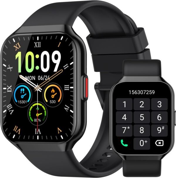 Smart Watch, 1.96" HD Smartwatches for Men Women, (Answer/Make Calls), IP68 Waterproof Fitness Watch, Heart Rate/Sleep/SpO2 Monitor, Fitness Tracker with 113+ Sport Modes, for iOS/Android (Black) - Image 2
