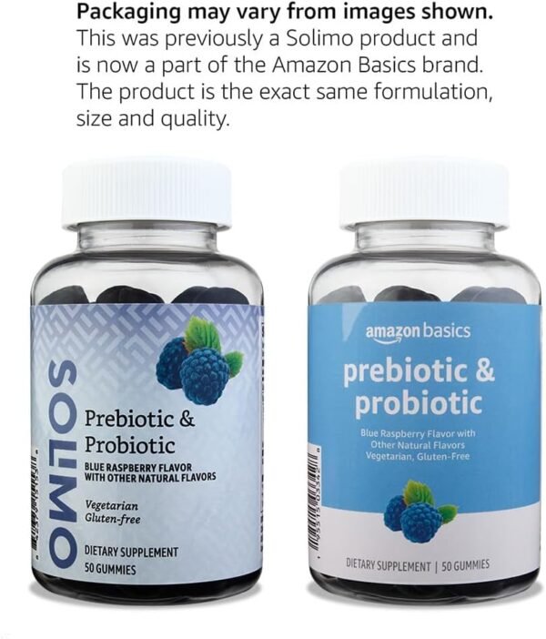Amazon Basics Prebiotic & Probiotic Gummies, 2 Billion CFU, Blue Raspberry, 50 Count (2 per Serving) (Previously Solimo) - Image 5