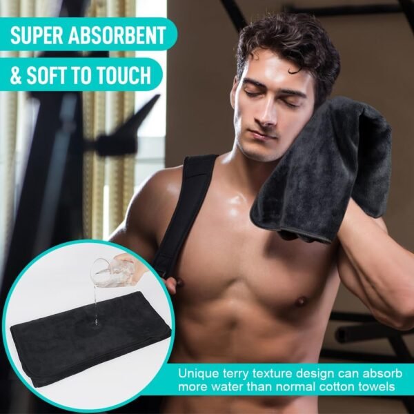 SINLAND Microfiber Gym Towels Sports Fitness Workout Sweat Towel Super Soft and Absorbent 3 Pack 16 Inch X 32 Inch - Image 5