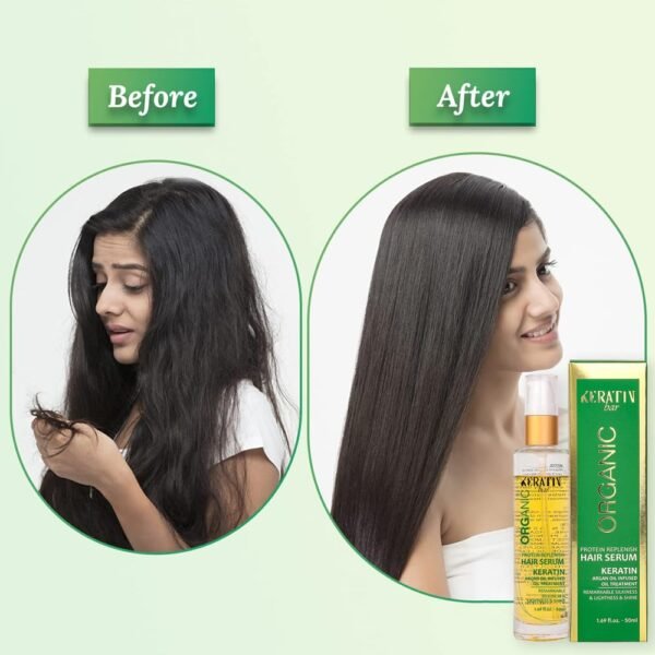 100% Organic Argan Oil Anti Frizz Hair Serum Styling Smoothing Strengthening Hydrating & Nourishing Heat Protection Shine Frizz Control Dry Damage Hair Repair (Keratin Protein Serum) - Image 3
