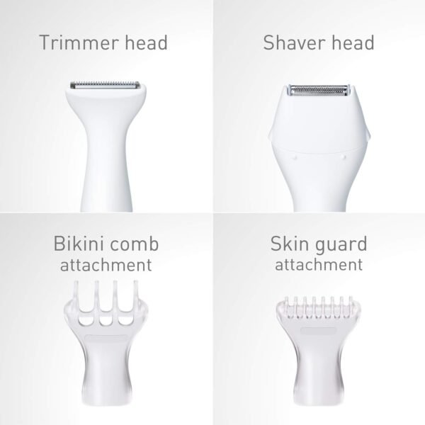 Panasonic Bikini Trimmer and Shaver for Women with 4 Attachments for Gentle Grooming in Sensitive Areas, Wet/Dry, Battery-Operated – ES-WV60-S (White / Silver) - Image 7