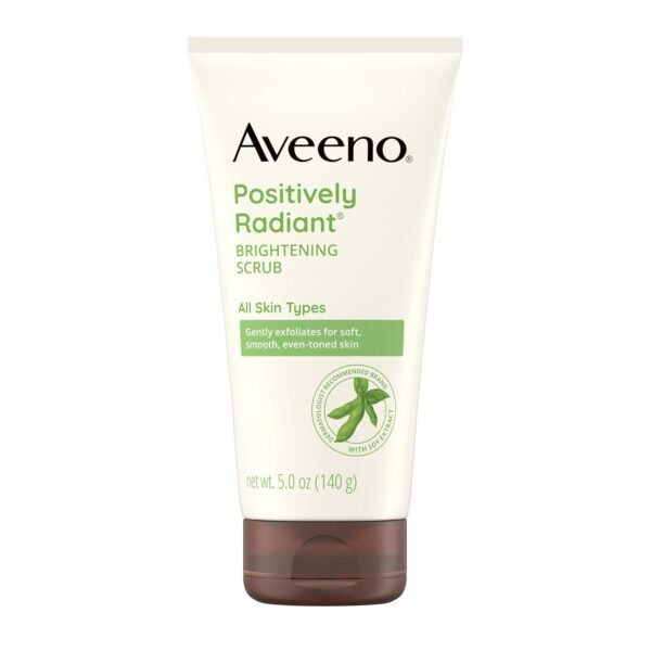 Aveeno Positively Radiant Exfoliating Facial Scrub, Brightening Face Scrub with Soy Extract to Visibly Improve Skin Tone and Texture, Oil-Free, Soap-Free, Hypoallergenic Formula, 5 FL OZ - Image 2