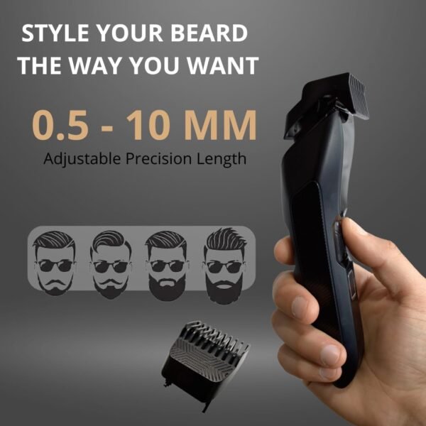 Oty-Beard Trimmer for Men-20-Length Adjustable Blade Wheel, Stainless Steel, T-Blade, Professional Grooming, Precision Facial Hair & Body Trimming, Rechargeable, Cordless, Waterproof, Wet/Dry Clipper - Image 7
