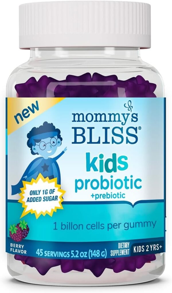Mommy’s Bliss Kids Probiotic + Prebiotic Gummies, Supports Immunity & Digestive Health, 1 Billion CFU Per Gummy, Berry Flavor, Ages 2 Years+, 45 Count - Image 2