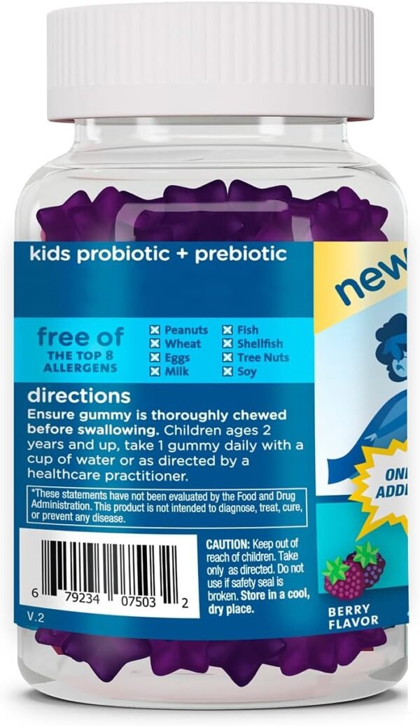 Mommy’s Bliss Kids Probiotic + Prebiotic Gummies, Supports Immunity & Digestive Health, 1 Billion CFU Per Gummy, Berry Flavor, Ages 2 Years+, 45 Count - Image 5