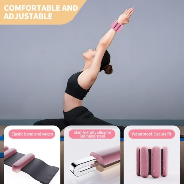 Ankle Weights Adjustable for Fitness Women: Adjustable Wrist Weights 2 Set 1 Lb Each - Weighted Bracelet Silicone Waterproof For Walking Exercise Dance Gym Swimming - Image 3