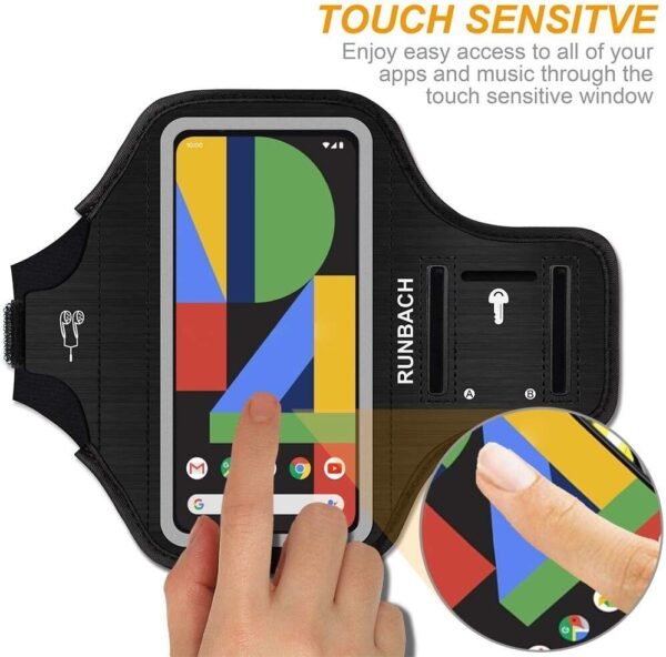 Running Armband for Google Pixel 8/7/6/6 Pro/5a/4XL/3a XL/3 XL,Sweatproof Running Exercise Case with Card Slot for Pixel 8/7/6/6 Pro/5a/4XL/3a XL/3 XL(Black) - Image 4