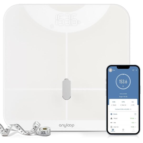 Smart Scale for Body Weight and Fat Percentage, Accurate Weight Scale Bathroom Scale Large LED Display Body Fat Scale, Digital Scale Weighing Scales Bluetooth 400lb (White) - Image 2