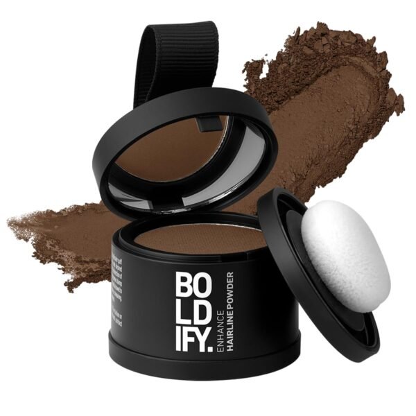BOLDIFY Hairline Powder - Root Touch Up Hair Color for Gray Coverage - Bald Spot Concealing Hair Powder for Women & Men - 48-Hour Stain-Proof - Light Brown - Image 2