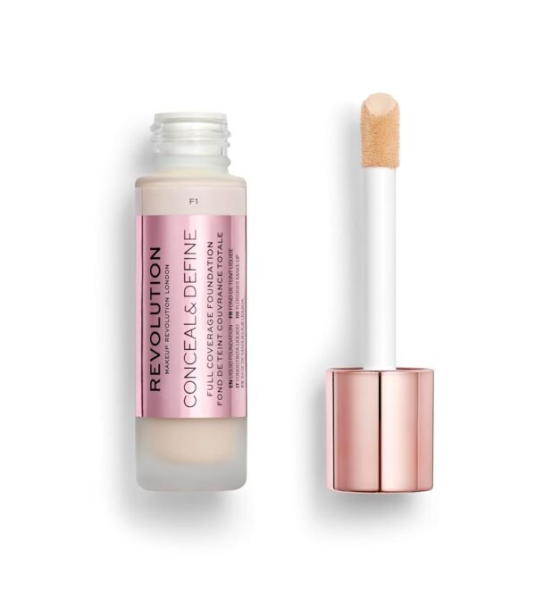 Revolution Beauty, Conceal & Define Foundation, Full Coverage, Long-Lasting Matte Finish, Vegan & Cruelty Free, F1 Fair Skin Tones, 0.8 Fl.Oz. - Image 2