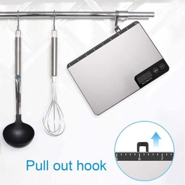 MAX 33lb Kitchen Scale with Measure Length(8inch), Food Scales Digital Weight Grams and Oz with Shrink Hook, 6 Units, Tare Function, High Precision to 1g/0.1oz for Baking and Cooking - Image 7