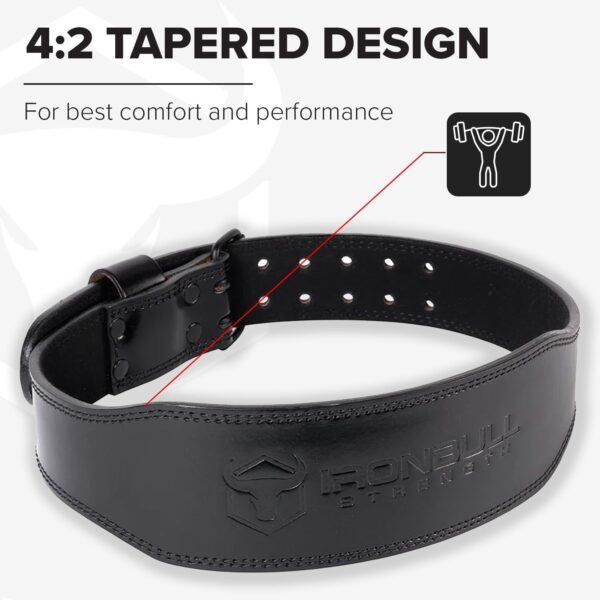 7mm Leather Weight Lifting Belt (IPF, USAPL, USPA, IPL USAW & IWF Approved) - 4" to 2” Tapered Premium Weightlifting Belt for Olympic Lifting, Powerlifting, Cross training, Gym, Workout & Weight Training - Weightlifting Belts for Men and Women - Image 3