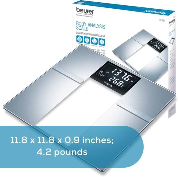 Beurer BF70 Body Fat Scale, Weight, Water & More, Smart Digital Scale for Full Body Analysis, BMI & Calorie Display, App Sync via Bluetooth, User Recognition, 8 Memory Spaces, Grey - Image 11