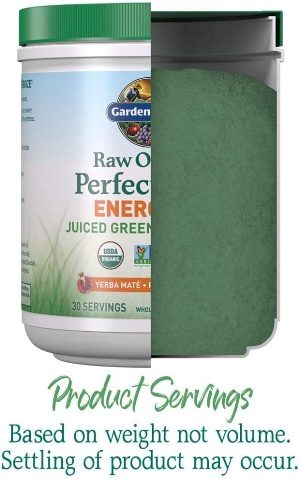 Garden of Life Raw Organic Perfect Food Energizer Juiced Green Superfood Powder - Yerba Mate Pomegranate, & Probiotics, Gluten Free Whole Food Greens Supplements, 30 Servings, 9.73 Oz - Image 5