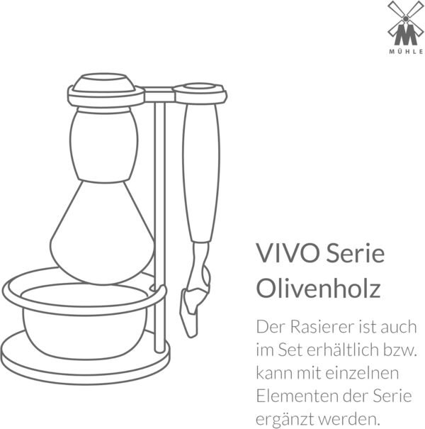 MÜHLE VIVO Olive Wood 4-Piece Pure Badger 5-Blade Razor Shaving Set - Image 9