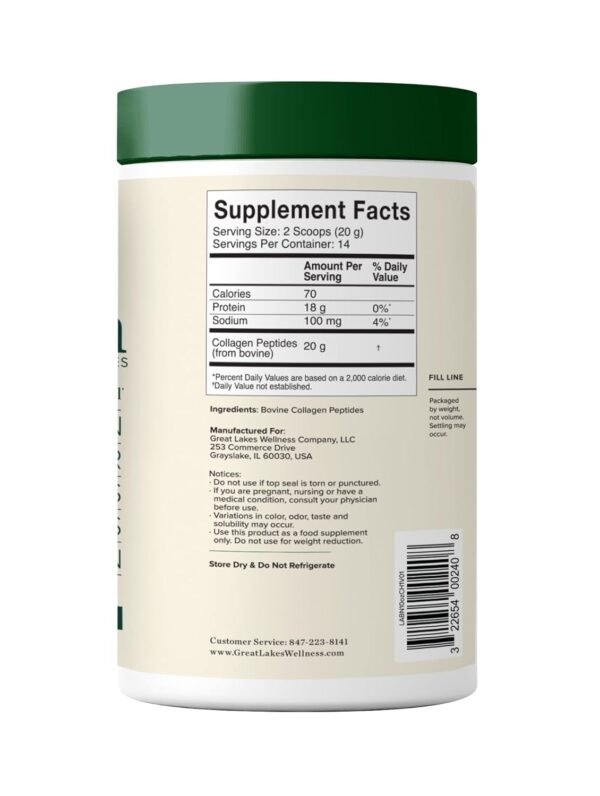 Great Lakes Wellness Collagen Peptides Powder for Skin, Hair, Nails, Joints & Digestion - Unflavored - Quick Dissolve Hydrolyzed, Non-GMO, Keto, Kosher - 10 oz - Image 3