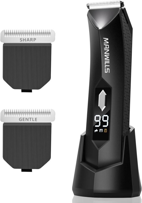 Ball Trimmer for Men - 2 Replaceable Ceramic Blades - Sharp & Gentle, Ball Shaver Men IPX7 Waterproof, Body Trimmer Men with Recharge Dock, Pubic Hair Trimmer Men, 7000RPM Mens Grooming Kit - Image 2