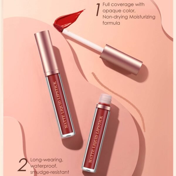 BestLand 6Pcs Matte Liquid Lipstick and Lip Liner Set, Non-Stick Cup Not Fade Waterproof Nude lipstick Makeup Kits Velvety Nude Lipliner Lip Gloss Make Up Gift Set (Set E) - Image 3