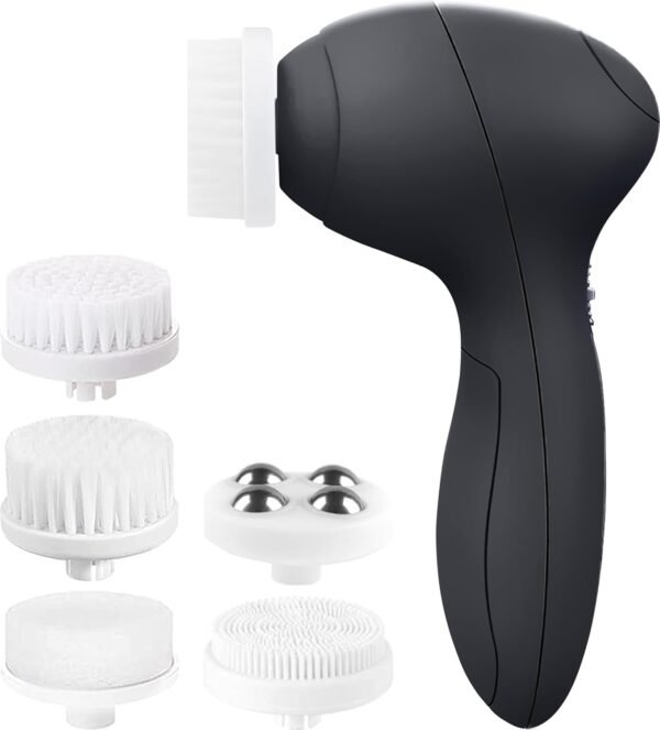 Face Scrubber | Facial Cleansing Brush Exfoliator Skin Care Products Beauty Products Powered Electric Wash Exfoliating Spin Cleanser Cleaning Scrub Including 7 Heads (Onyx) - Image 2