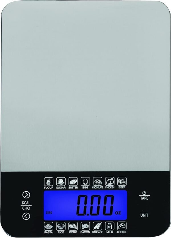 SmartHeart Digital Kitchen Food Scale with Calorie & Carb Calculator Stainless Steel | Precision Measurements | Unit conversions: oz, lbs, g, ml | 14 pre-Set Foods - Image 6
