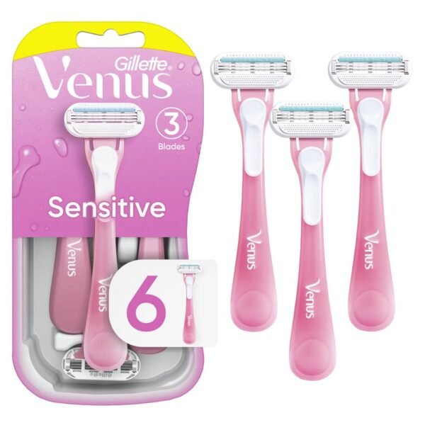 Gillette Venus Sensitive Disposable Razors for Women with Sensitive Skin, 6 Count, Delivers Close Shave with Comfort - Image 2