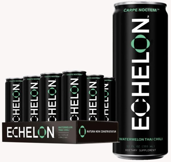 Echelon Pre-Workout Energy Drink - 12-Pack, Watermelon Chili - Peak Performance, Sustained Energy, Focus and Endurance Dietary Supplement - 300mg of Caffeine, Beta-Alanine, L-Theanine & Fiber - Vegan - Image 2
