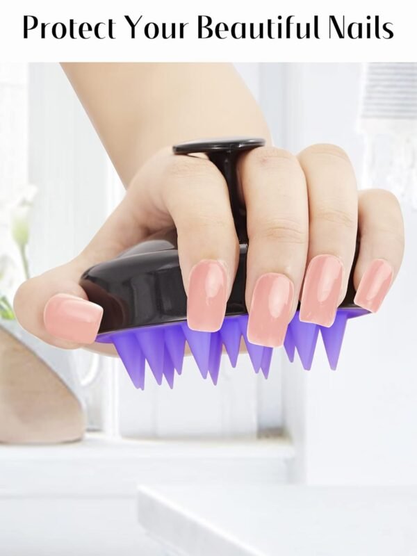 HEETA Shampoo Scalp Brush Massager Hair Growth, Scalp Scrubber with Soft Silicone Bristles for Hair Growth & Dandruff Removal, Hair Brush for Scalp Exfoliator, Black - Image 5