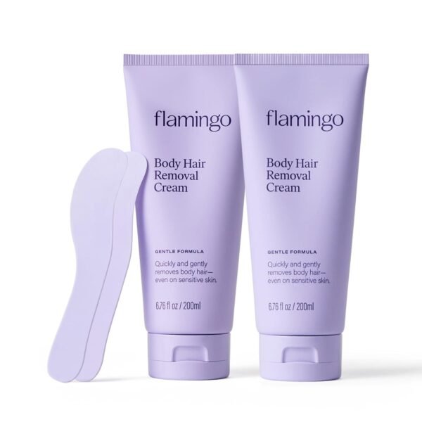 Flamingo Body Hair Removal Cream with Spatula Applicator, Gentle Formula, Safe for Sensitive Skin, 6.76 fl oz, Pack of 2 - Image 2
