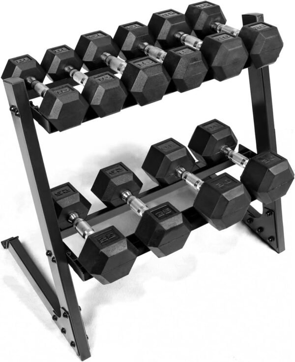 WF Athletic Supply 200Lb Dumbbell Set, 10-30Lb Dumbbell Set with Two-Tier Storage Rack for Muscle Toning, Strength Building & Weight Loss - Multiple Choices Available - Image 2