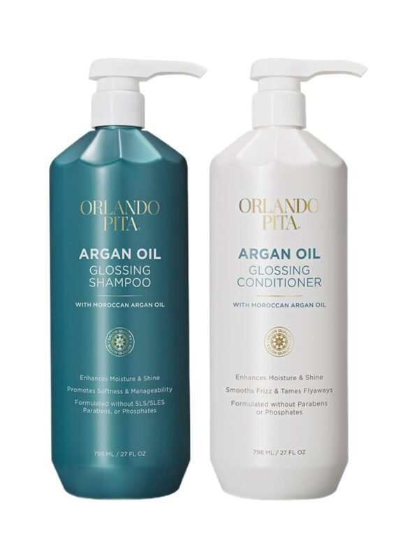 ORLANDO PITA Argan Oil Shampoo and Conditioner Set, 27 Fl Oz Value Pack- Premium Nourishing Hair Care for Men & Women - Professional Moisturizing, Anti Frizz, Hydrating Solution for Dry, Damaged Hair - Image 2