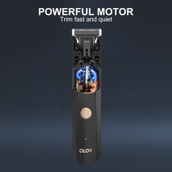 OLOV Electric Body Hair Trimmer for Men - Wet/Dry Body Shaver Groomer with 2 Repalcement Ceramic Blade, USB Recharge Dock & Nosetrimmer Head, Waterproof Male Hygiene Razor - Image 5