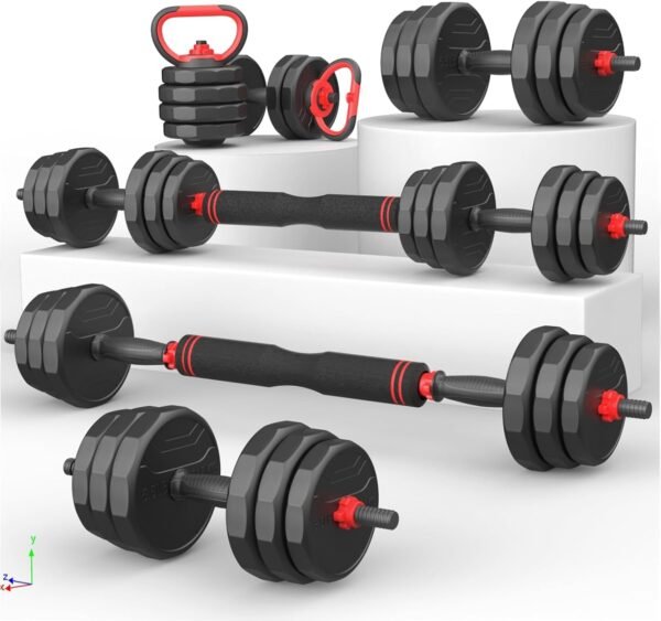 Adjustable Dumbbells Sets, 20/30/40/55/60/70/80/90lbs Free Weights Dumbbells Set of Convertible 2 or 3 in 1 Dumbbells Set Used as Barbell, Kettlebells, A Pair of Lightweight for Home Gym - Image 9