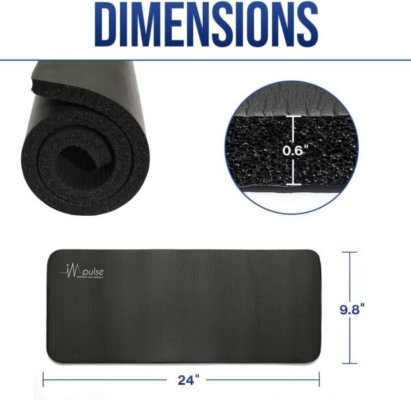 Impulse Yoga Knee Pads, Thick 0.6"/1" (15/25mm) Workout Mat Provides Cushion for Kneeling & Elbows, Non-Slip & Portable Exercise Mat for Planks, Ab Rollers, Pushups - Image 3