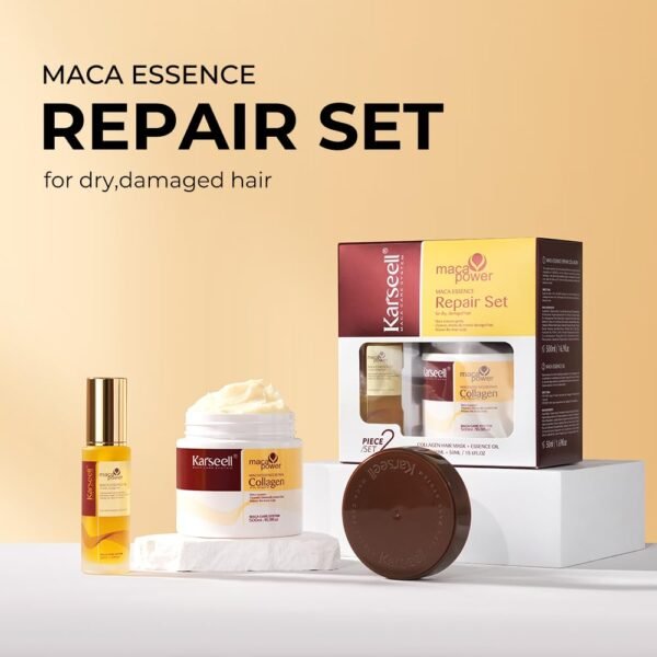Karseell Collagen Hair Treatment Deep Repair Conditioning, Hair Mask Argan Oil Set for Dry Damaged Hair All Hair Types 16.9floz + 1.69floz - Image 3
